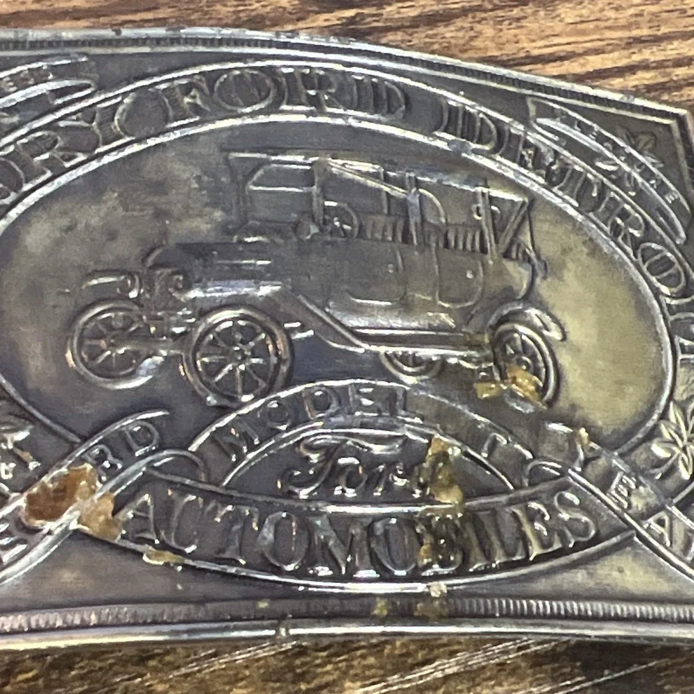 Vintage Henry Ford Detroit Automobiles Model T Car Record Year Belt Buckle